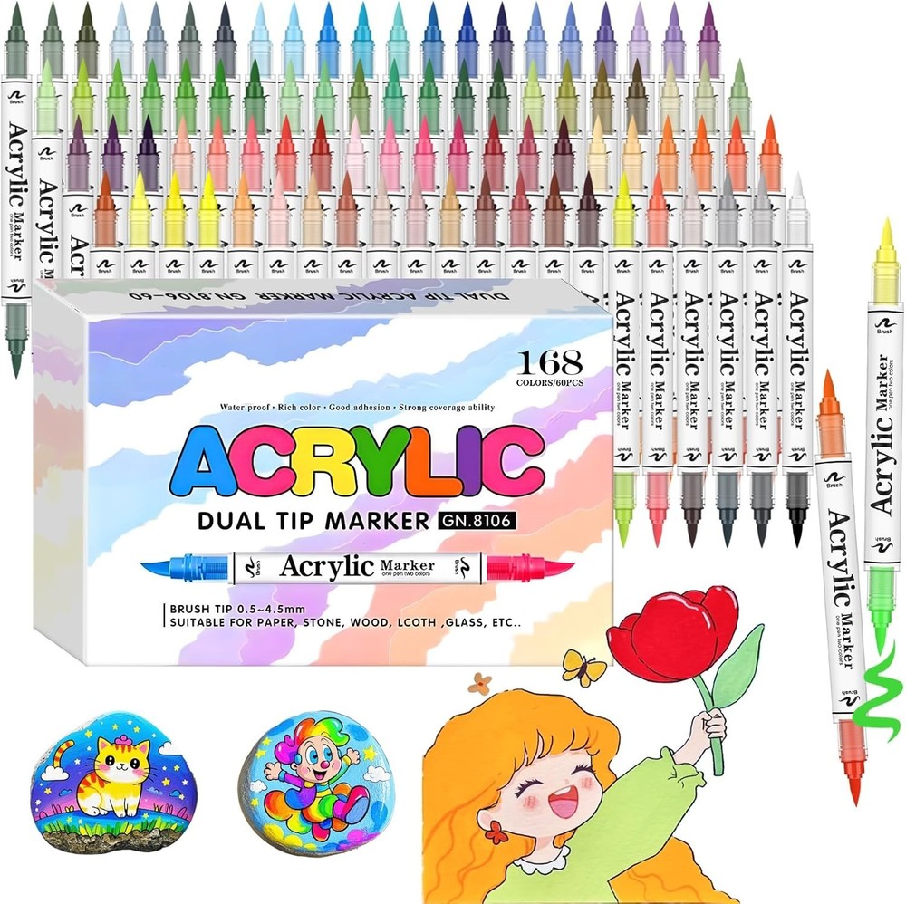 168 Colors Acrylic Paint Markers and ACRYLIAC PAINT PENS for Rock, Wood, Fabr…