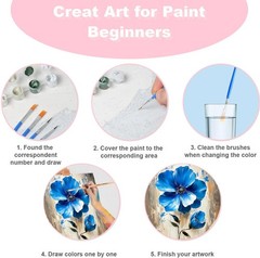 4 Pack Paint by Numbers Kit for Adults Beginners Framed – Flowers Adults Pain…