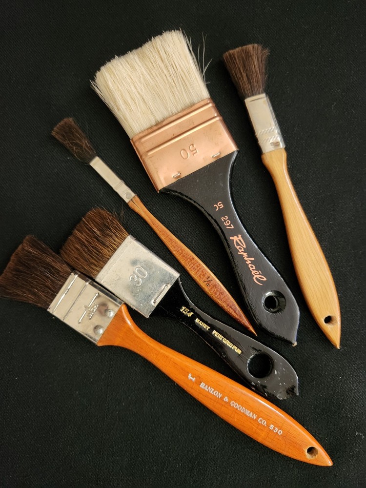 5 Vintage Single Stroke Water Media? Brushes, Excellent Quality and Condition