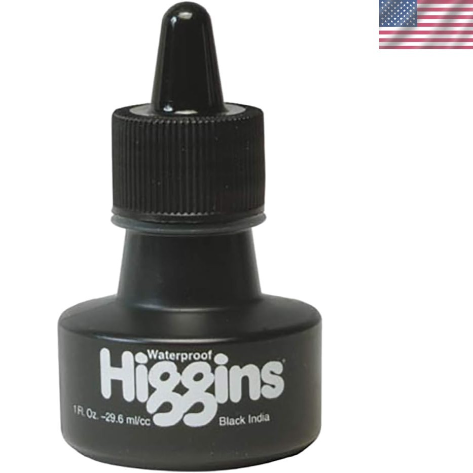 Waterproof Black India Ink 1 oz.