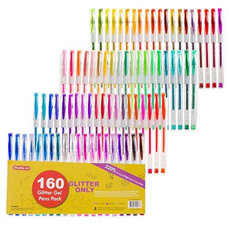 Shuttle Art 160 Pack Glitter Gel Pens, 80 Colors Glitter Gel Pens Set