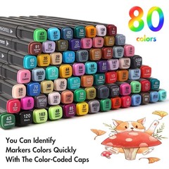 80 Colors Art Markers Pens, Dual Tips Alcohol Markers Set with Base, Permanen…