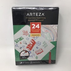 24 Arteza Permanent Markers 4 Classic Color Black Red Blue Green Ultra Fine Tip