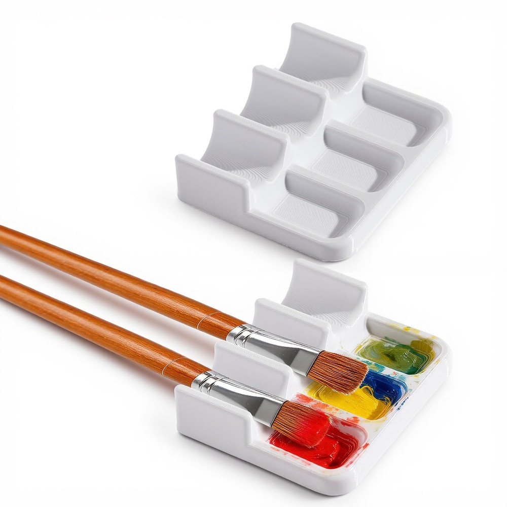 2 Pcs Paint Brush Holder with 6 Slots Watercolor Oil Acrylic Brush Rest Set