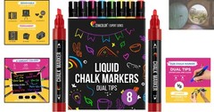 Versatile Liquid Chalk Markers – Erasable, Non-Toxic, 8 Colors for All Surfaces