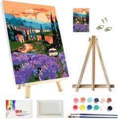 Framed with Easel Paint by Numbers Kit for Adults Lavender