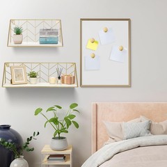 Maxdot Floating Shelves Wall Mounted Set of 4 with 24 Cubicle Hooks, Rustic W…