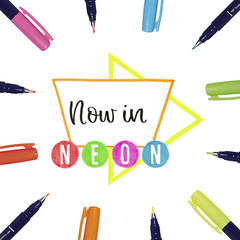Tombow Fudenosuke Neon Brush Pen, 6-Pack. Hard Tip Fudenosuke Brush Pens