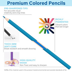 48 Pack Colored Pencils Set, Pre-Sharpened Coloring Pencils for Kids Beginners,