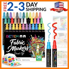 36 Colors Dual Tip Acrylic Paint Markers, Fabric Decorating Kits Water-Based…
