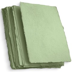Wanderings Handmade Green Deckle Edge Blank Paper – 4×6 – Pack of 50 –