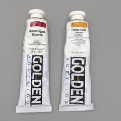 2 Golden Heavy Body Acrylic Paint Lot Lightfastness 2 oz Tubes Magenta Yellow