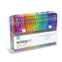 Kingart Glitter Rollerball Gel Pens 80 Sparkling Colors Soft-Grip Comfort Xl
