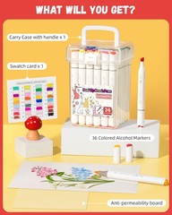 48 Colors Alcohol Markers Brush and Chisel Dual Tip, Coloring Art Markers Set…