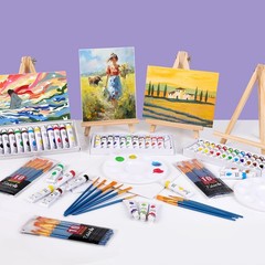 104PCS Acrylic Paint Canvas Set, Acrylic Painting Kit with 4 Set of 12 Colors…