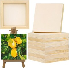 8 Pack 6×6 Inch Unfinished Square Wood Panels Blank Canvas Boards for Painting
