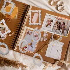 40Pcs Scrapbook,Lace Frames Scrapbook Paper Scrapbooking 14 x 20 cm, colorful