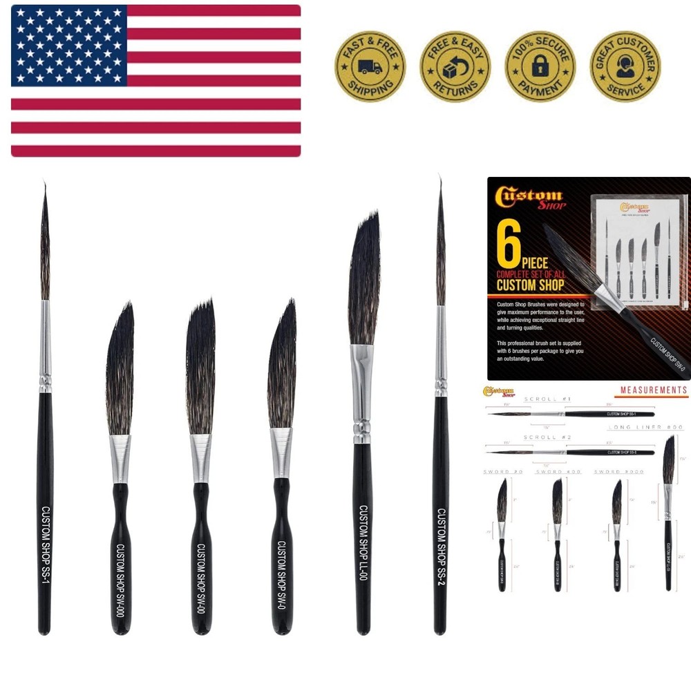 Pinstriping Brush Master Set Sword 00, 000, Scroll & Long Liner – The Complet…