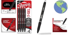 S-Gel Pens – 0.7mm Medium Point Black Ink, 4 Pack for Drawing