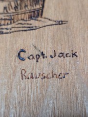 Wooden Folding Box Artists Easel Painting Stand Capt. Jack Rauscher Pirate Ship