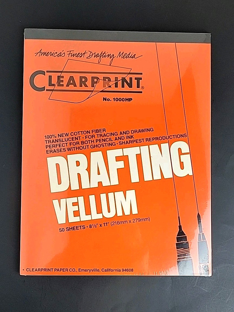 Clearprint® 8.5″ x 11″ DRAFTING VELLUM (50 Sheets) No. 1000HP – New & Sealed