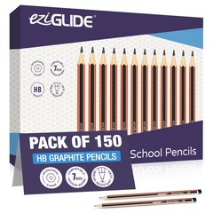 Eziglide HB Graphite School Pencil, Pack of 150 Hexagonal Pencils with Presharpe