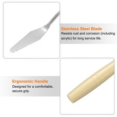 8pcs Painting Palette Knife 7.09″ Pointed Stainless Steel Blade Beige