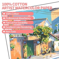 400 Sheets Cotton Watercolor Paper Bulk, 8.5 x 11 inch 300 GSM White Cold Pre…