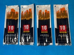 4 Sets -Premium Assorted Artist Paint Brushes Set, 10 Pieces In Each Set, Aroic