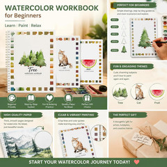 Watercolor Workbooks,16 Spiral-Bound Pages Dispersed Watercolor Workbook for Beg