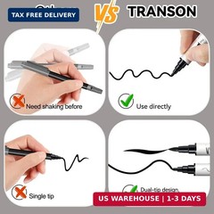 TRANSON 4 Black and 4 White Paint Markers Brush and Fine Dual-tip Acrylic Paint
