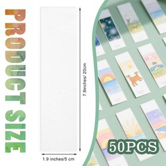 50 PCS Watercolor Paper Blank Bookmarks 1.9″ X 7.8″, 100% Cotton 140Lb/300Gsm Wa