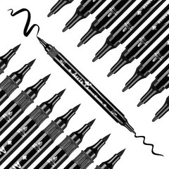 Arrtx Black Acrylic Paint Pens – 8 Pack Brush Tip and Fine Tip (Dual Tip) Bla…