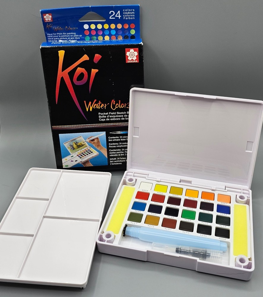 Sakura Koi Watercolors Pocket Field Sketch Box 24 Colors w/ Brush New