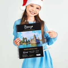 Bianyo Mixed Media Paper Pad, A4 (8.26*11.69″)for Watercolor, Acrylic, Pencil