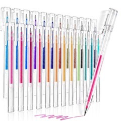 DUULEMANG Glitter Gel Pens 24 Colors Fine Tip Art Markers Set for Adult Coloring
