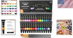 30 Vibrant Non-Toxic Acrylic Paint Set – Artist Quality, Free Brushes Included!
