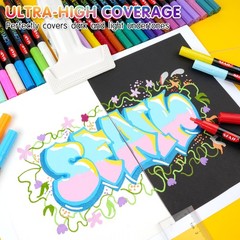 Acrylic Markers Set 60 Colors, 14 Metallics, Fine Tips for Art Projects