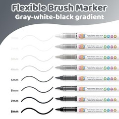 Guangna Grey Acrylic Paint Markers, Black Brush Tip Acrylic Markers, White Ac…