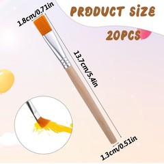 20 Pack Flat Paint Brushes, Art Paint Brushes with Short Wooden Handles, Acry…
