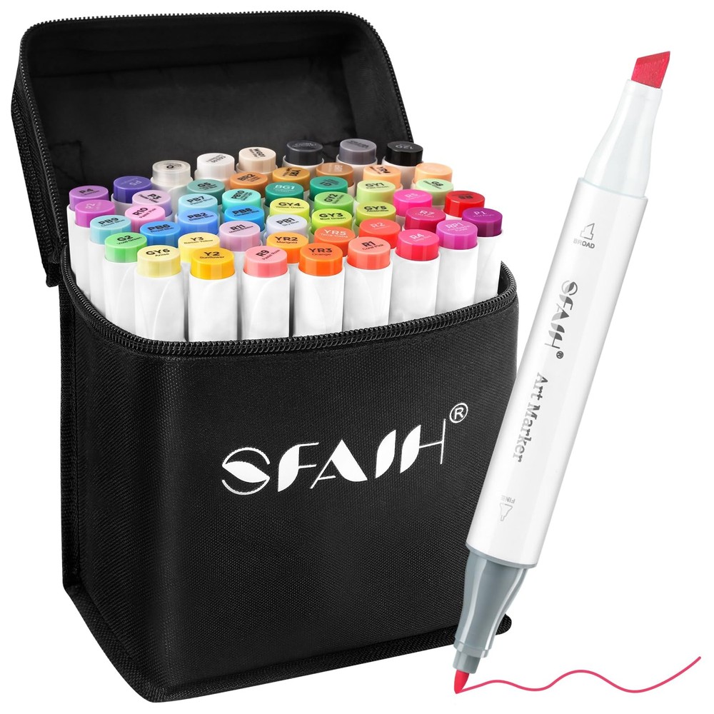 49 Colors Alcohol Markers for Adult Coloring Books–Dual Tip (Fine & Chisel), …