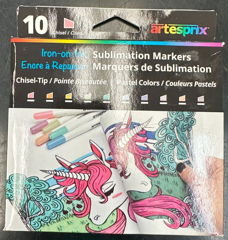 artesprix Iron on Ink Sublimation Markers Chise Tip Pastel Colors 10 pack New