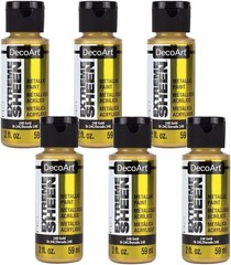 24K Gold Acrylic Paint, 2 Fl. Oz. x 6, Full Coverage for Crafts & Decor