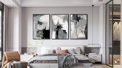 Large Framed Canvas Wall Art – Retro Grey Graffiti Pictures for Living Room R…