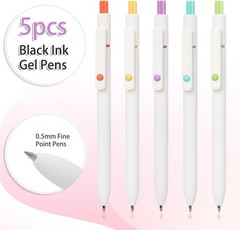 5-Pack 0.5mm Quick-Dry Gel Pens with Ergonomic Grip – Smooth Writing Experience