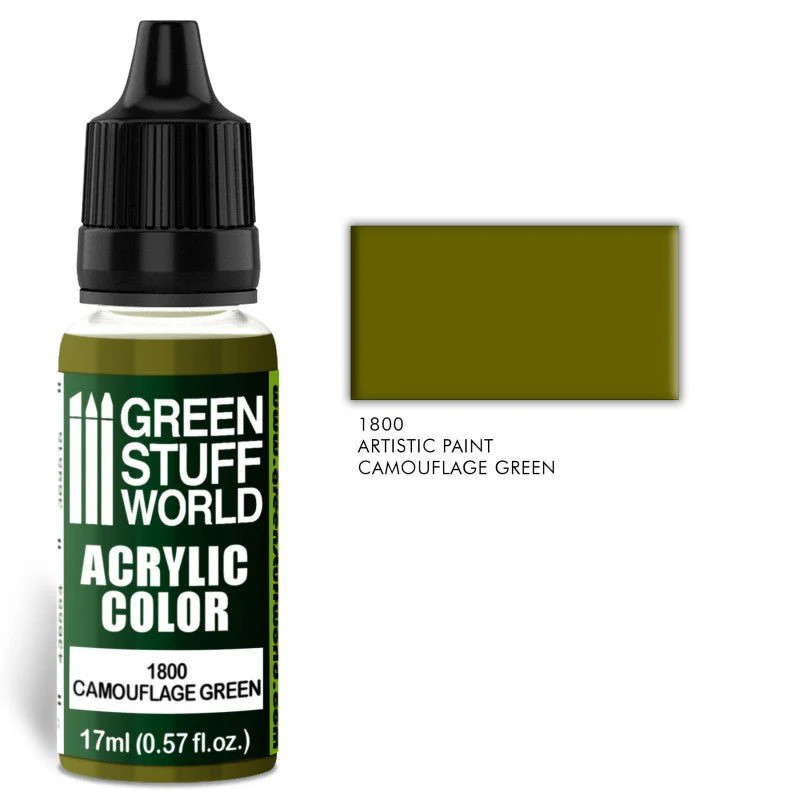 Green Stuff World – Acrylic Color Camouflage Green 1800 for Models and Miniatur