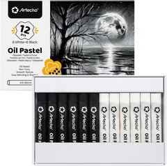 Oil Pastels Set of 12 PCS, 6 White and 6 Black | Soft Oil Pastels