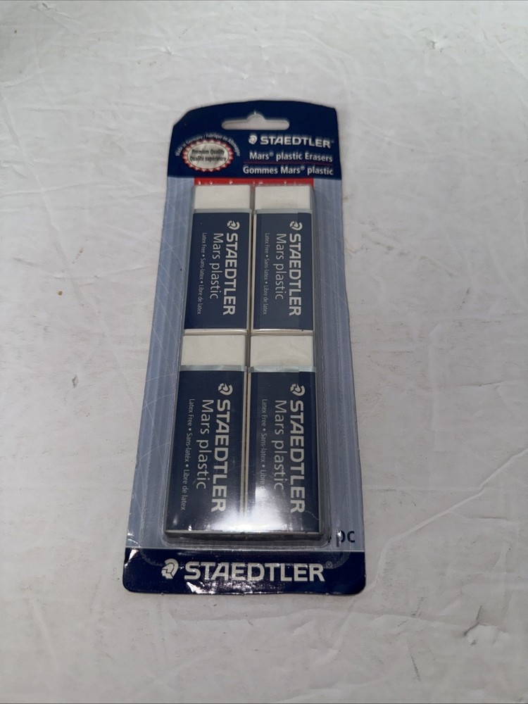Vintage STAEDTLER Erasers (4-Pack) latex-free, white, Mars Plastic, 2005 Germany