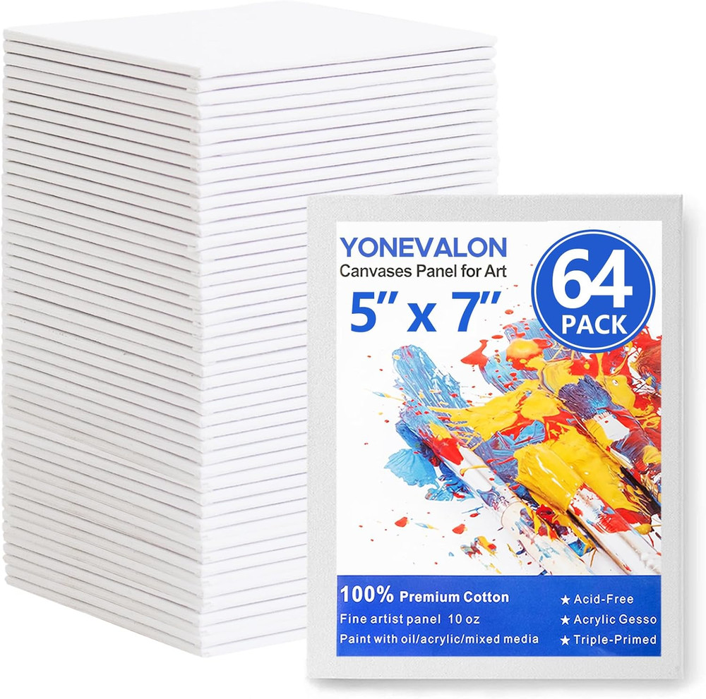 Canvas Boards for Painting 64 Pack Bulk, 5X7 Inch Small Painting Canvases, Mini