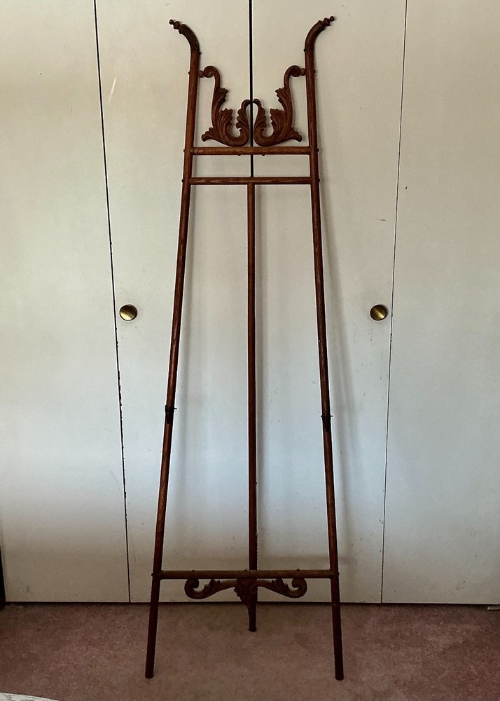 Antique Victorian Stick & Ball Bent Wood Oak EASEL Art Display Painting Stand